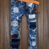 Euro Appliques Patchwork Ripped Jeans For Men