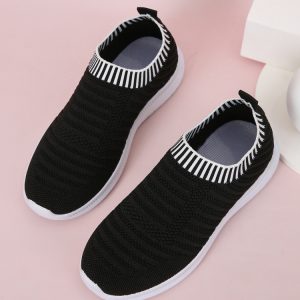 Casual Black Slip On Sneaker Flats For Women