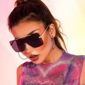 New Fashion Large Square Frame Metal Driving Sunglasses