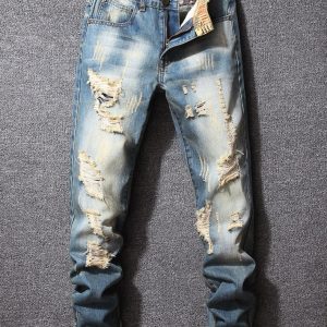 Distressed Hollow Out Design Fashion Men Jeans