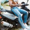 Fashion Striped Ripped Raged Hem Men's Denim Jeans