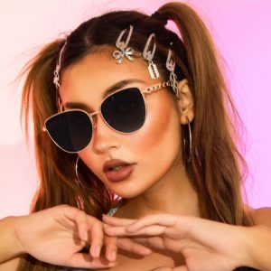Personalized Cat Eye Metal Chain Women's Sunglasses