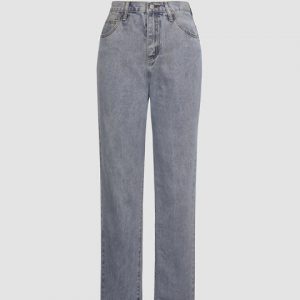 Slit Hem Straight Leg Jeans