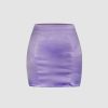 Solid Satin Mini Skirt