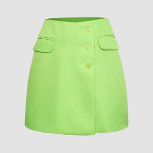 Flap Front Pocket Button Mini Skirt