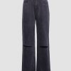 Grey Ripped Straight Leg Jeans