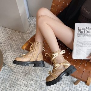 PU British Platform Ankle Boots