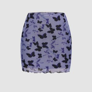 Butterfly Print Mini Skirt