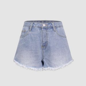 Raw Hem Denim Shorts