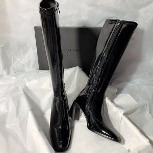 PU Sexy Black Knee Length High Heel Boots