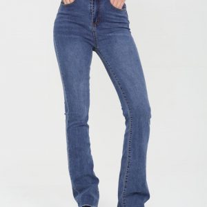 Raw Trim Cut Out Waist Wide Leg Jeans