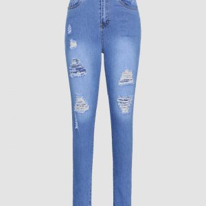 Ripped Skinny Leg Jeans