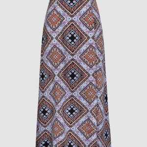 Geometric Pattern Slit Maxi Skirt