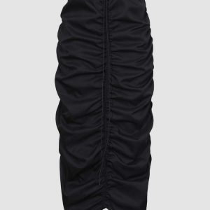 Drawstring Ruched Straight Skirt