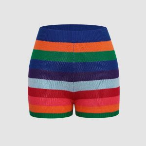 Multicolored Check Knit Shorts