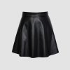 Faux Leather A Line Mini Skirt