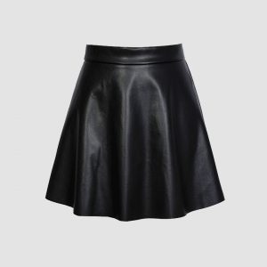 Faux Leather A Line Mini Skirt