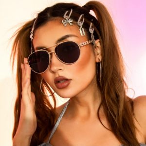Personalized Women Large Frame Metal Chain Driving Glasses