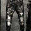 Popular Street Letter Embroidery Straight Jeans