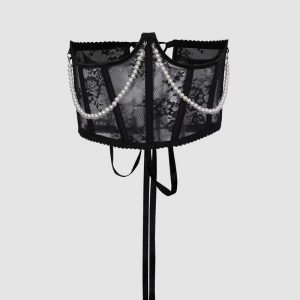 Pearls Embellished Lace Corset