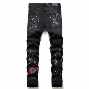 Personality Hole Print Boyfriend Black Skinny Jeans
