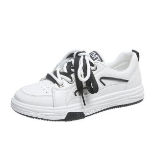 Korean Style Contrast Color Lace Up Sneakers