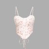 Floral Print Lace-Up Back Corset Top