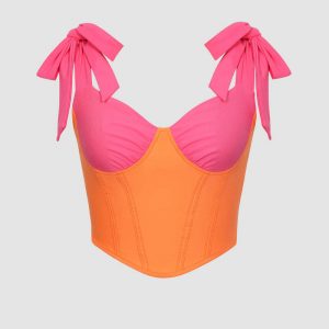 Tie Strap Color Block Corset Top