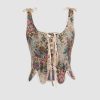 Retro Floral Square Neck Corset Top