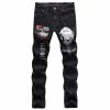 Register Print Letter Mid Waist Denim Jeans Men