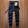 Poplar Contrast Color Ruched Jeans For Men