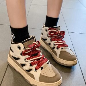 Plush Korean Style Lace Up Sneaker For Women