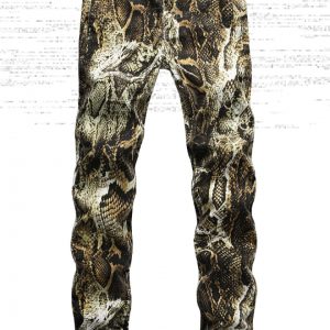 Hip Hop Snake Print Denim Pants